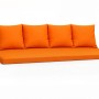 Orangefarbenes Set Gartenbankkissen: Bankauflage (180x60) & 4 Rückenkissen für 3-Sitzer Bänke.