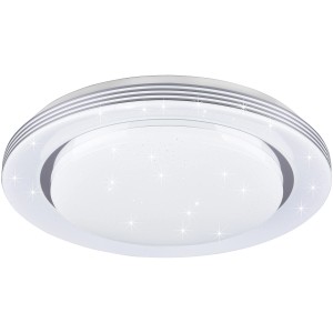 Weiße Reality LED-Deckenleuchte Atria mit Sternenhimmel-Effekt, Ø 48 cm. Dimmbar und mit Fernbedienung.