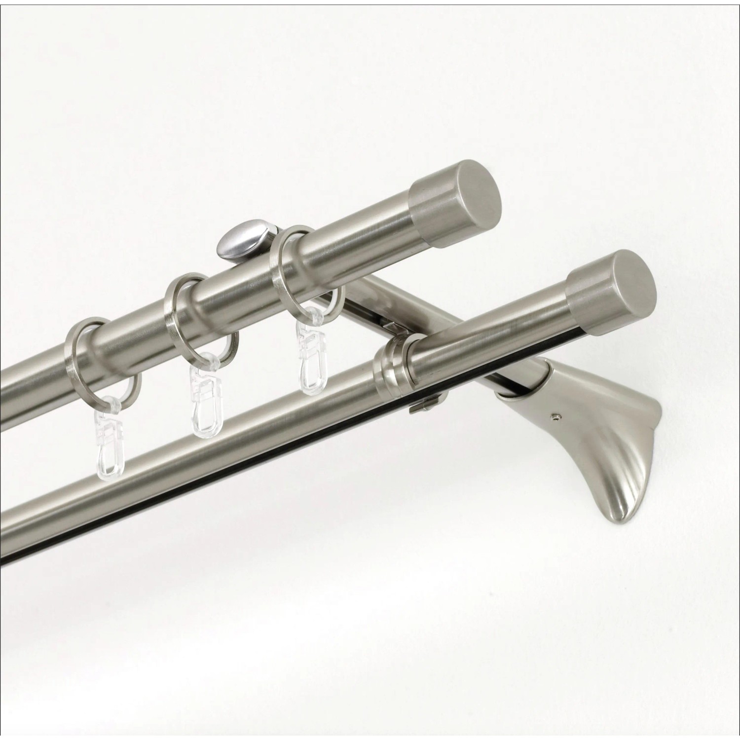 Gardinia Endstücke Chicago, Edelstahloptik, 2er-Pack für 20 mm Stangen. Zubehör für Stilgarnituren.