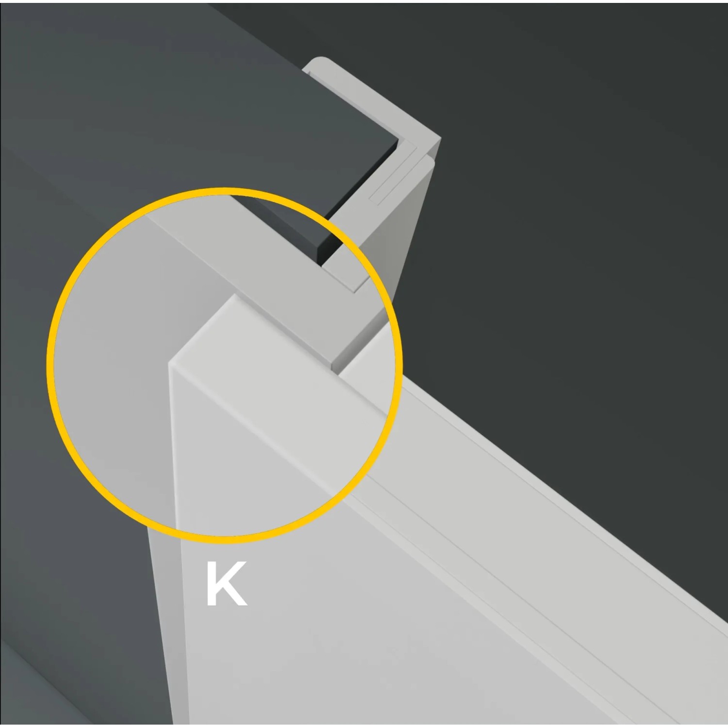 Detailaufnahme der Classen Zimmertür Kofano 1.1 in Grau, Fokus auf die Ecke.