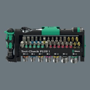 Wera Tool-Check Combi 1 Werkzeugset, 40-teilig, mit Bits, Nüssen, Ratsche und Handhalter in kompakter Box.