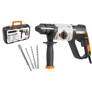 Worx 800 W Bohrhammer WX339 mit Zubehör und Koffer.