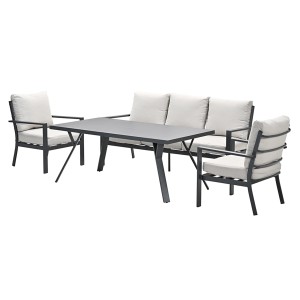 Garden Impressions Lounge-Dining Sofa Set 4-tlg Carbon Black Desert Sand