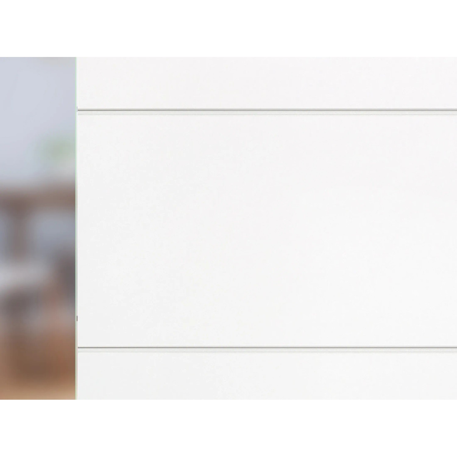 Novadoors Holzschiebetür-Set Ontario Bianco, Weißlack mit 4 Linien Design.