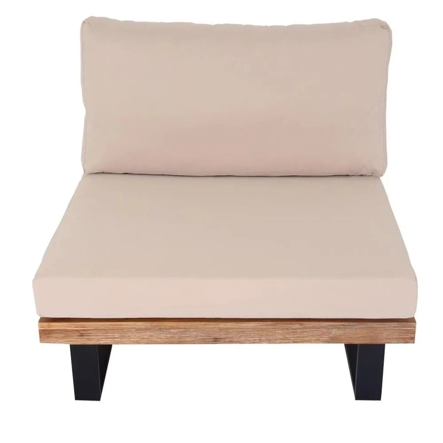 MCW Lounge-Sessel H54, 2er-Set, hellbraunes Holz, beige Polster. Gartenstuhl mit Sitz- und Rückenkissen.
