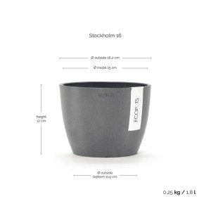 Ecopots Blumentopf Stockholm Grau 16 cm