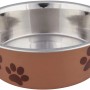 Jollypaw Edelstahlnapf mit Kunststoffmantel und Pfotenmuster, 0,3 l.