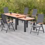 Merxx Paxos Gartenmöbel-Set, 7-teilig mit Ausziehtisch (180/360x100 cm) und 6 Klappsesseln.