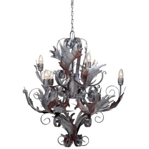 Silberne Pendelleuchte Fly Through II im Kronleuchter-Design mit filigranen Verzierungen.