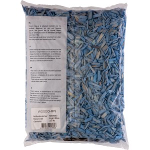 Sack mit blauen Indoor-Decor-Schnitzeln (3,5 l) für dekorative Zwecke.