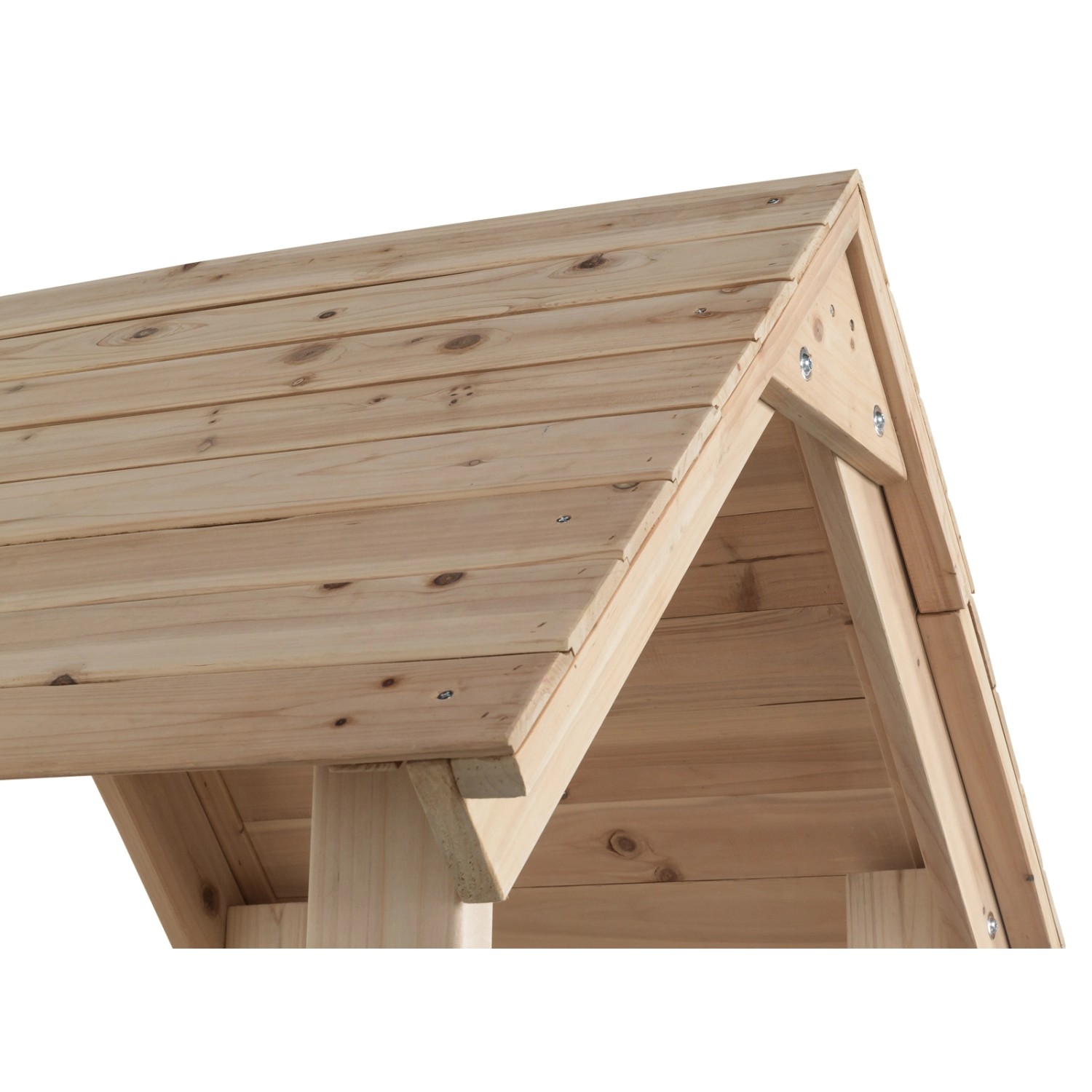 Detailansicht des Holz-Dachs vom Swing King Spielturm Noa.