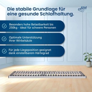 AM Qualitätsmatratzen Lattenrost XXL, stabiler Lattenrahmen 90x200 cm für hohe Belastung.