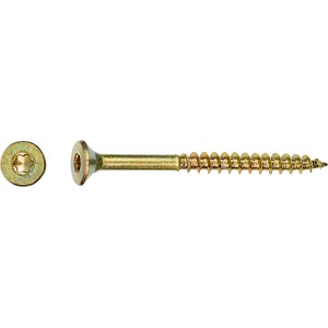 Gelb verzinkte LUX Spanplattenschraube mit Senkkopf und TX-Antrieb, 3,5 x 50 mm, 200 Stück.