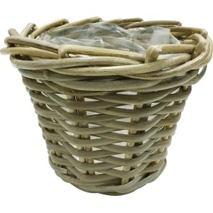Grauer Rattan Pflanzkorb, 20x20x16 cm, ideal für den Außenbereich. Übertöpfe für Pflanzen.