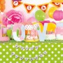 d-c-fix Tischdecke Venita Limone, eckig, mit Partydekoration und dem Wort "LOVE".