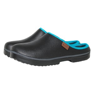 Gardena Garten-Sandalen Black Beauty Gr. 36, schwarz mit blauem Rand.