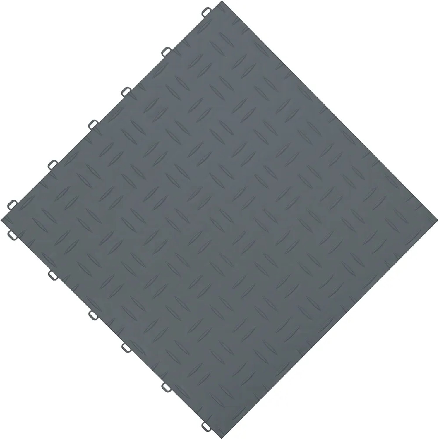 Dunkelgraue Florco Kunststoff-Klickfliese mit Riffelblech-Optik, 40x40 cm, 6er-Pack.