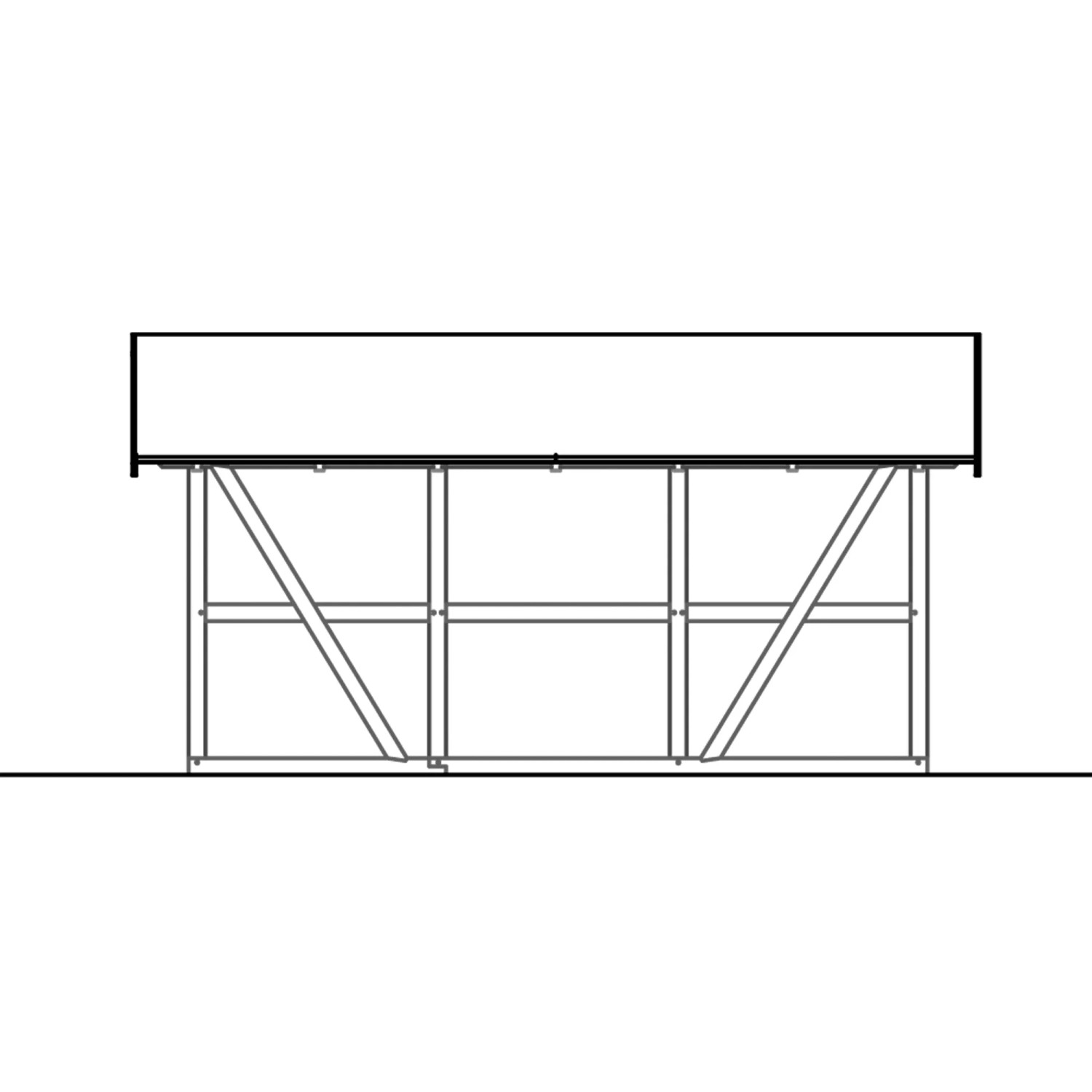 Abbildung eines Skan Holz Carports Schwarzwald, Eiche, mit Dachlattung und Fachwerk Satteldach.