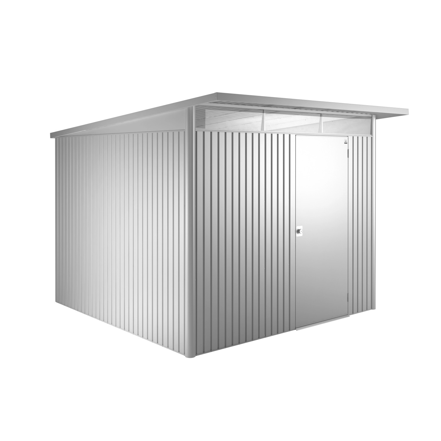 Biohort Metall-Gerätehaus AvantGarde A7 in Silbermetallic mit Doppeltür.