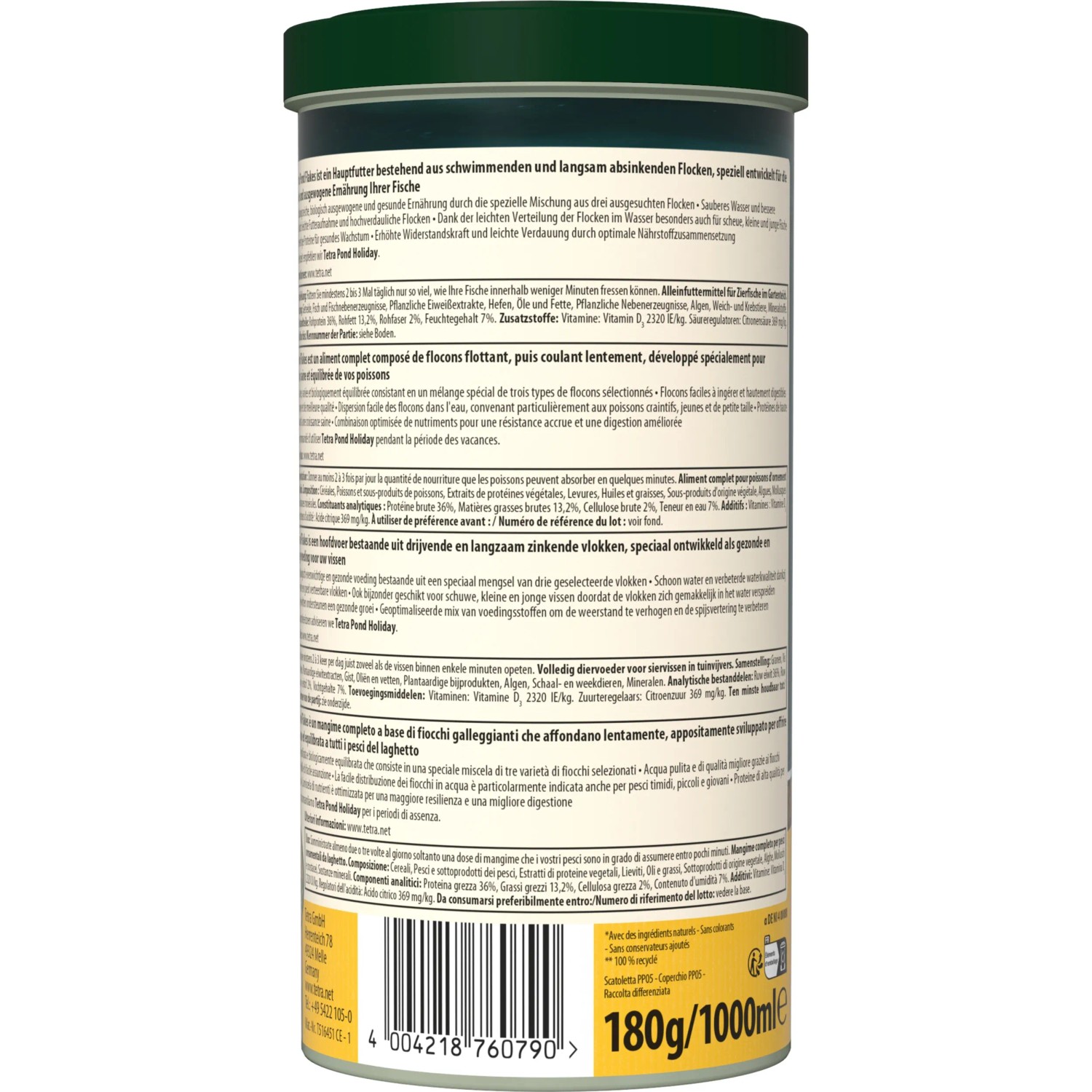 Tetra Pond Fischfutter Flakes 1 l: Flockenfutter für Gartenteichfische.