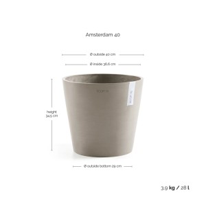 Ecopots Pflanztopf Amsterdam Braungrau 40 cm