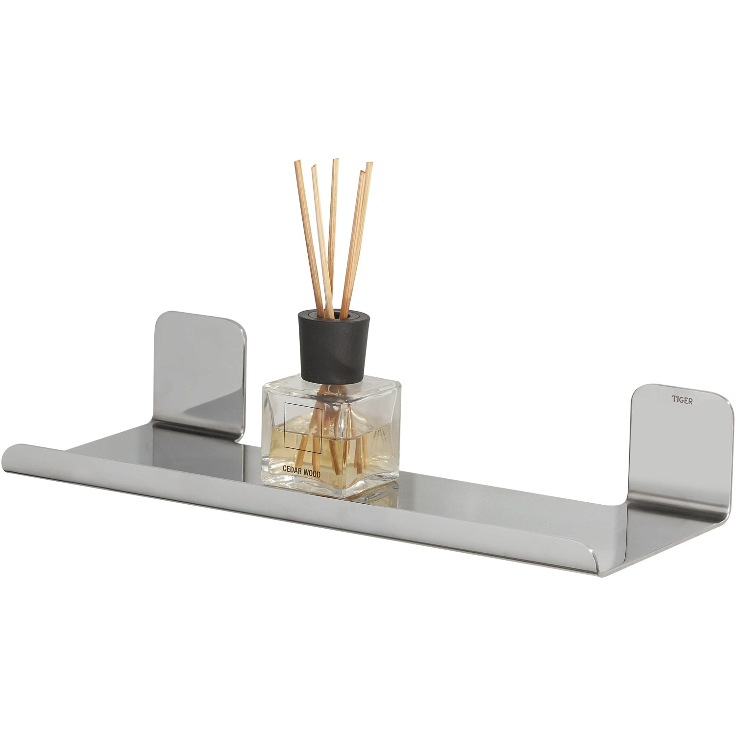 Tiger Colar Ablage aus gebürstetem Edelstahl, 30 cm breit, mit Duftspender.