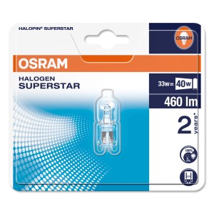 Osram G9 Halogenlampe, 35W, warmweiß, 2er-Set. Kompakte Hochvoltlampe für vielfältige Anwendungen.