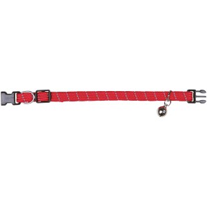 Reflektierendes, rotes Jollypaw Katzenhalsband XL aus Nylon mit Glöckchen.