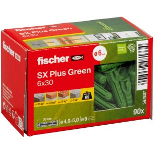 Fischer Spreizdübel SX Plus Green, 6 mm, 90 Stück im Karton.