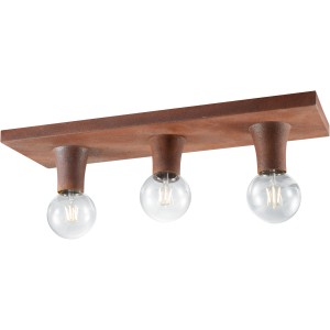 Rostfarbene 3-flammige Deckenleuchte Turn me von Just Light mit klaren Leuchtmitteln.