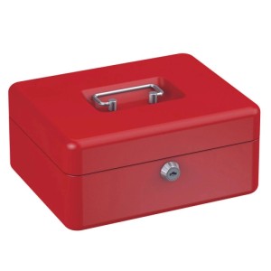 Rote Basi Geldkassette GK 10M mit Tragegriff und Schloss, 20x16x9cm.