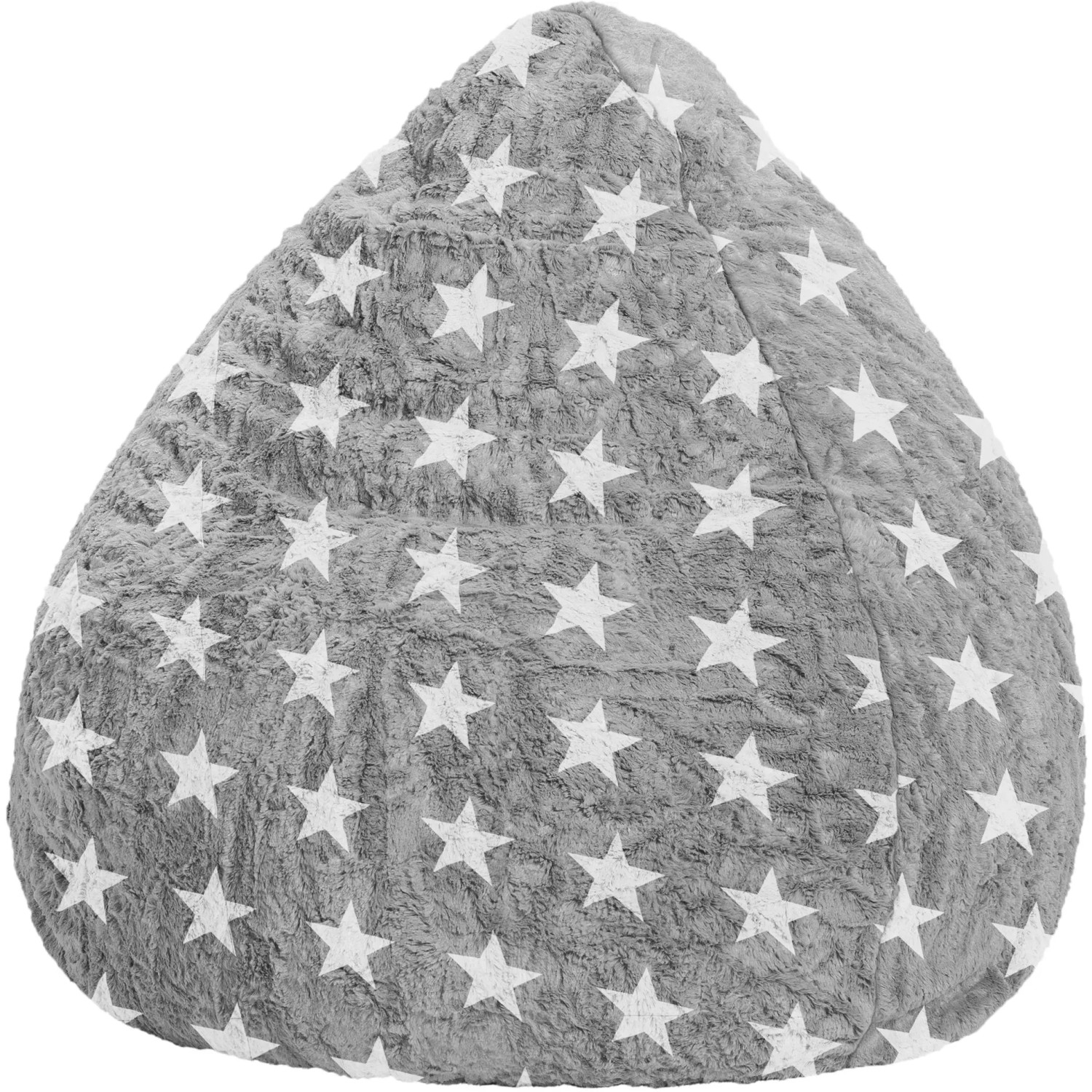 Grauer Sitting Point Sitzsack Fluffy mit weißem Herz-Muster, 120 l.