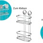 Eisl Duschablage mit 2 Etagen, Edelstahl rostfrei, zur Wandmontage ohne Bohren oder Schrauben.