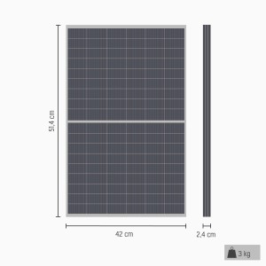 EcoFlow Solarpanel 110W: Monokristallines Panel mit Maßangaben, faltbar für Powerstations.
