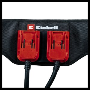 Einhell Akku-Gürtel GE-PB 36/18 Li für Power X-Change Akkus, mit zwei roten Akku-Halterungen.