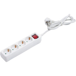 Weiße 4-fach Steckdosenleiste mit Schalter und 1,4 m Kabel für den Innenbereich.