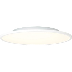 Rundes, weißes LED-Panel Buffi von Brilliant, Ø 45 cm, für Deckenmontage mit warmweißem Licht.