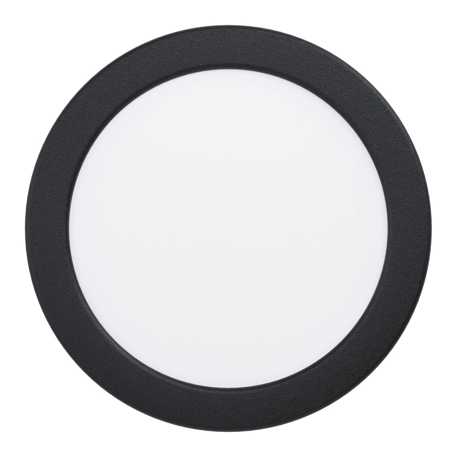 Schwarzer Eglo LED-Einbauspot Fueva 5, Ø 16,6 cm, 3000K, IP44. Runde LED-Einbauleuchte.