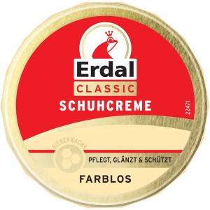 Erdal Schuhcreme Classic Farblos 75ml, Dose mit Bienenwachs für Lederpflege.