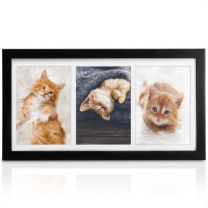 Schwarzer Bomoe Galeria Bilderrahmen für 3 Fotos (13x18cm) mit Katzenmotiven.