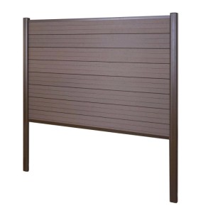 MCW WPC-Sichtschutz Savoie Basiselement in Braun mit Aluminium-Pfosten zum Einbetonieren.