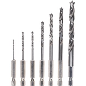 7-teiliges Bosch Holzspiralbohrer-Set (2-8 mm) mit Sechskantschaft für präzise Holzarbeiten.