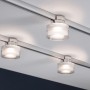 Drei Paulmann LED URail Spots Topa Dot an einem Schienensystem unter der Decke.