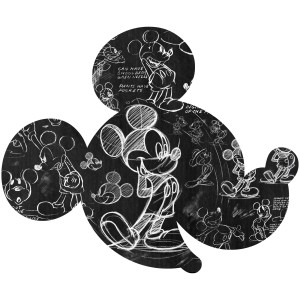 Selbstklebende Fototapete: Mickey Mouse Kopf Illustration im Skizzenstil, schwarz-weiß.