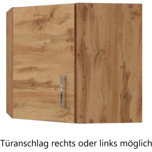Held Möbel Eckhängeschrank Sorrento in Wotaneiche Optik, Küchen-Eckschrank mit Metallgriff.