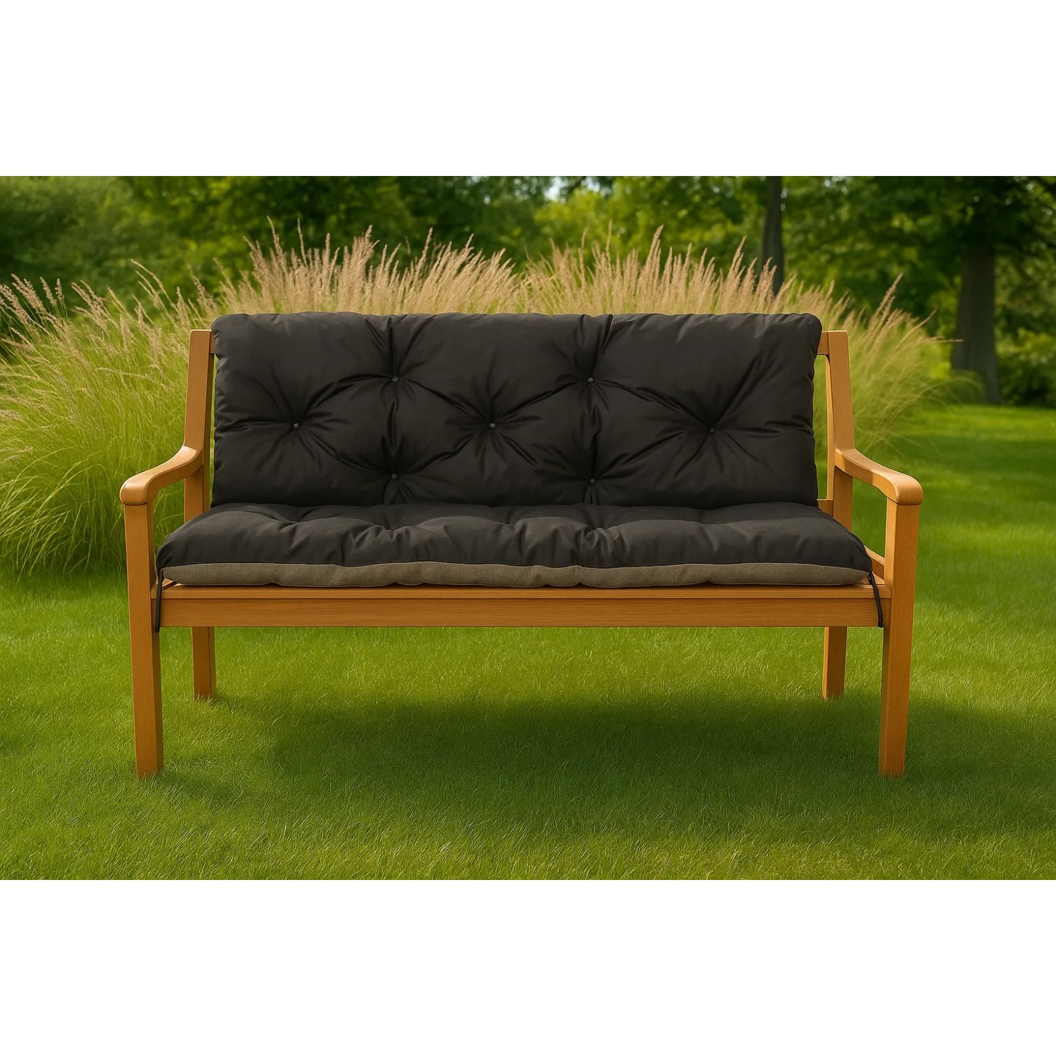 Setgarden Double Outdoor Kissen Bankauflage 110x50x50cm Kissen Für 2-Sitzer Bänke 1tlg Schwarz_4