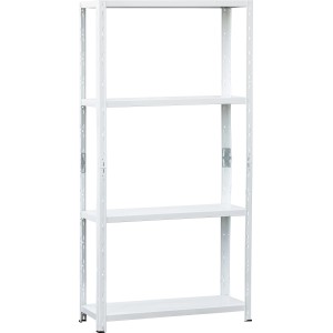 Weißes Metall-Steckregal MEDIUM, 150x75x30 cm, mit 4 Böden. Ideal für Keller, Garage oder Haushalt.