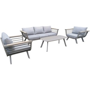 Lounge-Gruppe Elia, 4-teilig, mit Sofa, Sessel und Tisch für Garten, Terrasse oder Balkon.