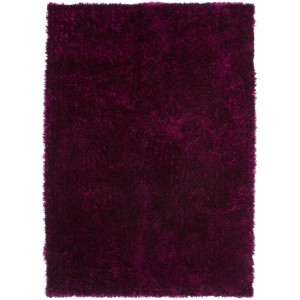 Hochflor Teppich Dallas in Violett-Schwarz, 80x150 cm. Flauschiger Shaggy Teppich für Wohnräume.