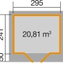 Grundriss Weka Holz-Gartenhaus Flachdach Lasiert, Maße: 295x241 cm, Volumen: 20,81 m³